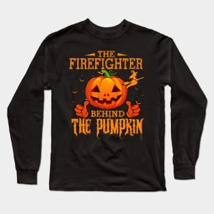 Mens The CHEF Behind The Pumpkin T shirt Funny Halloween T Shirt_FIREFIGHTER Long Sleeve T-Shirt